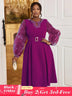 purple o neck dresses for women