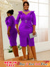 purple half high collar dress