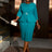 AOMEIDRESS O Neck 3/4 Sleeve Dress High Waist Peplum Bodycon Midi Green / S