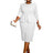 AOMEIDRESS O Neck 3/4 Sleeve Dress High Waist Peplum Bodycon Midi White / S