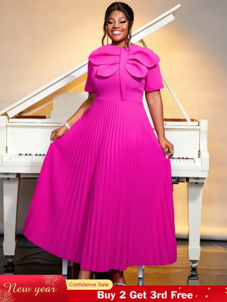 rose o neck short sleeve dresses for women