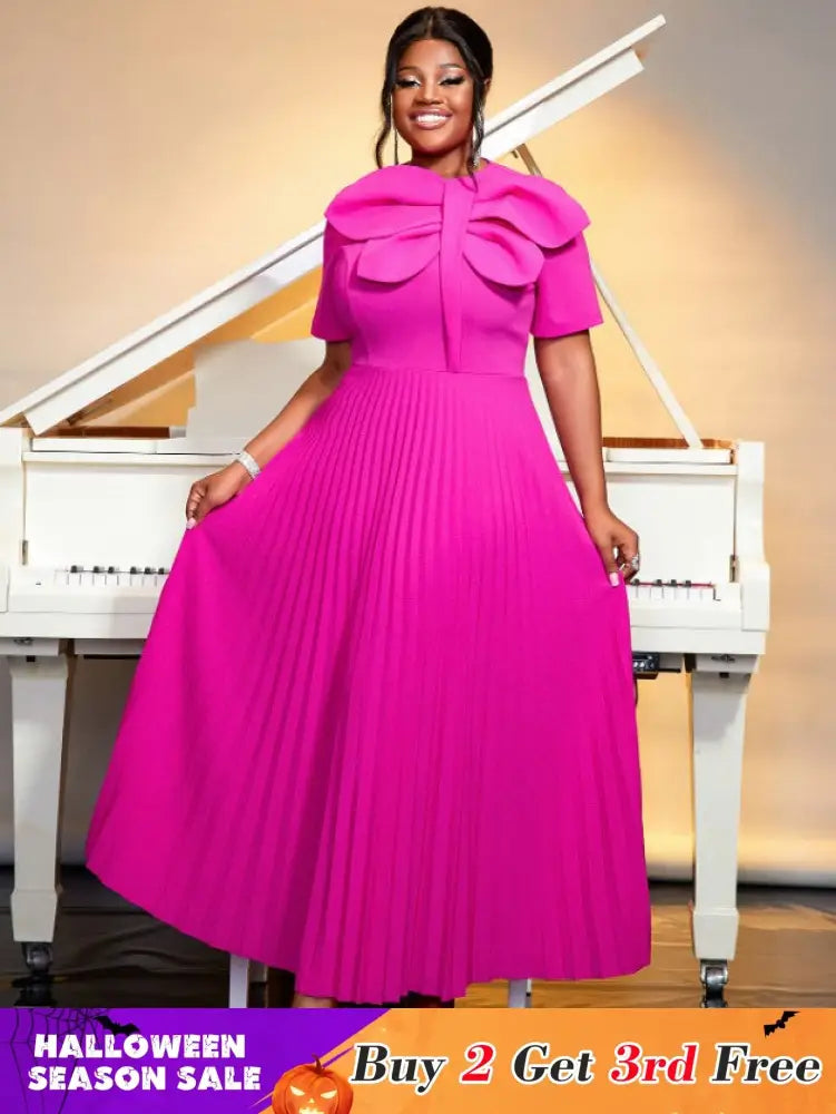 rose o neck short sleeve dresses for women