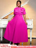 rose o neck short sleeve dresses for women