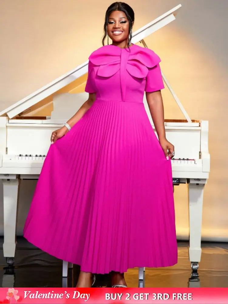 rose o neck short sleeve dresses for women