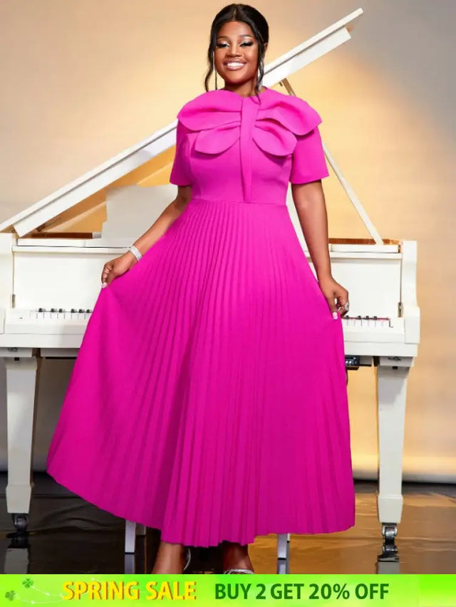 rose o neck short sleeve dresses for women