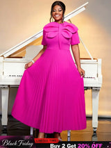 rose o neck short sleeve dresses for women