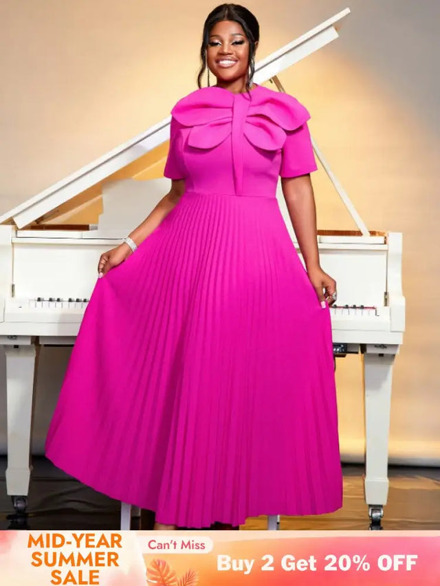 rose o neck short sleeve dresses for women