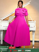 rose o neck short sleeve dresses for women