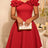 AOMEIDRESS Off Shoulder A Line Dress Puff Sleeve 3D Ruffles for Party