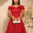 AOMEIDRESS Off Shoulder A Line Dress Puff Sleeve 3D Ruffles for Party Red / S