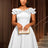 AOMEIDRESS Off Shoulder A Line Dress Puff Sleeve 3D Ruffles for Party White / S