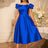 AOMEIDRESS Off Shoulder A Line Dresses Slash Neck Folds Party Gowns Blue / S