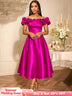 AOMEIDRESS Off Shoulder A Line Dresses Slash Neck Folds Party Gowns Rose / S