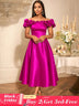 AOMEIDRESS Off Shoulder A Line Dresses Slash Neck Folds Party Gowns Rose / S