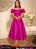 AOMEIDRESS Off Shoulder A Line Dresses Slash Neck Folds Party Gowns Rose / S
