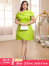 AOMEIDRESS Off Shoulder Asymmetrical Dress Big Bow High Waist A Line Green / S