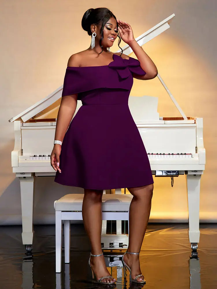 AOMEIDRESS Off Shoulder Mini Dress A Line Wedding Guest Party Gowns