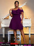 AOMEIDRESS Off Shoulder Mini Dress A Line Wedding Guest Party Gowns Purple / L