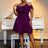 AOMEIDRESS Off Shoulder Mini Dress A Line Wedding Guest Party Gowns Purple / L