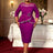 AOMEIDRESS Office Church Party Dresses Beaded Ruffles 3D Decoration Purple / 0XL
