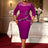 AOMEIDRESS Office Church Party Dresses Beaded Ruffles 3D Decoration Purple / 0XL