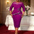 AOMEIDRESS Office Church Party Dresses Beaded Ruffles 3D Decoration Purple / 0XL