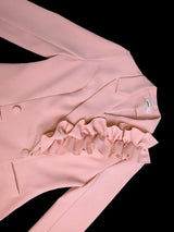 AOMEIDRESS Office Lady Blazer Slim Pink Ruffle Business Formal Wear