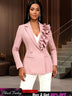 AOMEIDRESS Office Lady Blazer Slim Pink Ruffle Business Formal Wear Pink / S