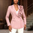 AOMEIDRESS Office Lady Blazer Slim Pink Ruffle Business Formal Wear Pink / S
