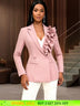 AOMEIDRESS Office Lady Blazer Slim Pink Ruffle Business Formal Wear Pink / S
