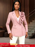 AOMEIDRESS Office Lady Blazer Slim Pink Ruffle Business Formal Wear Pink / S