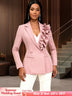 AOMEIDRESS Office Lady Blazer Slim Pink Ruffle Business Formal Wear Pink / S