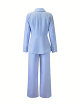 AOMEIDRESS Office Lady Slim Blazer Wide Leg Pants Suit Church Wear