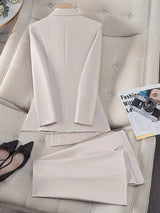 AOMEIDRESS Office Suit V Neck Blazer Flared Pants Business Outfit