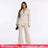 AOMEIDRESS Office Suit V Neck Blazer Flared Pants Business Outfit White / S
