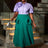 AOMEIDRESS Office Two Piece Set 3D Flower Shirt With A Line Skirt Purple / S