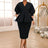 AOMEIDRESS Office Two Piece Set Appliques Peplum Top Pencil Skirt Black / S