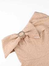 AOMEIDRESS One Shoulder A Line Jacquard Dress Big Bow Wedding Party