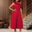 AOMEIDRESS One Shoulder A Line Pleated Party Dresses Ruffle Detail Red / S