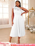 AOMEIDRESS One Shoulder A Line Pleated Party Dresses Ruffle Detail White / S