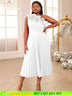 AOMEIDRESS One Shoulder A Line Pleated Party Dresses Ruffle Detail White / S