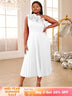 AOMEIDRESS One Shoulder A Line Pleated Party Dresses Ruffle Detail White / S