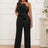 AOMEIDRESS One Shoulder Party Jumpsuit Big Flower Sexy Backless Black / S