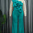 AOMEIDRESS One Shoulder Party Jumpsuit Big Flower Sexy Backless Green / S