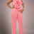 AOMEIDRESS One Shoulder Party Jumpsuit Big Flower Sexy Backless Pink / S