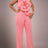 AOMEIDRESS One Shoulder Party Jumpsuit Big Flower Sexy Backless Pink / S