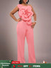AOMEIDRESS One Shoulder Party Jumpsuit Big Flower Sexy Backless Pink / S