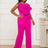 AOMEIDRESS One Shoulder Party Jumpsuit Big Flower Sexy Backless Rose / S