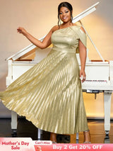 Shiny gold one shoulder dresses for women 