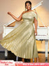 Shiny gold one shoulder dresses for women 